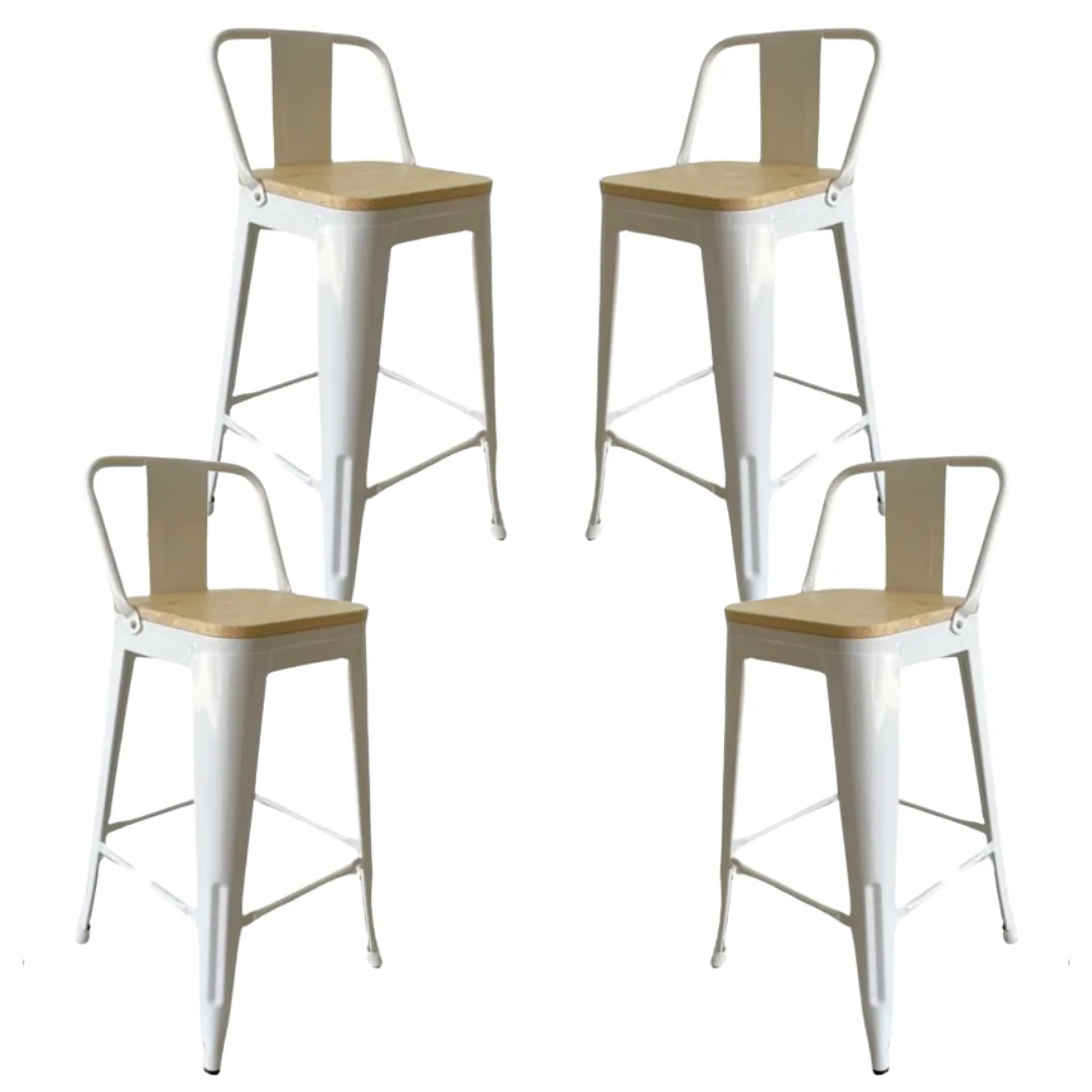 Set de 4 Taburetes Tolix con Madera (65cm)