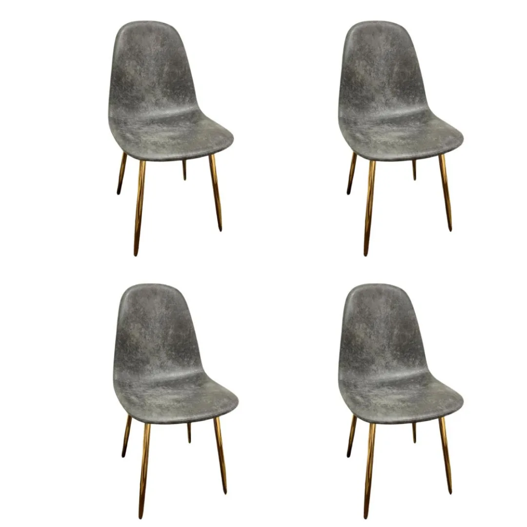 Set de 4 Sillas Milano PU Gold
