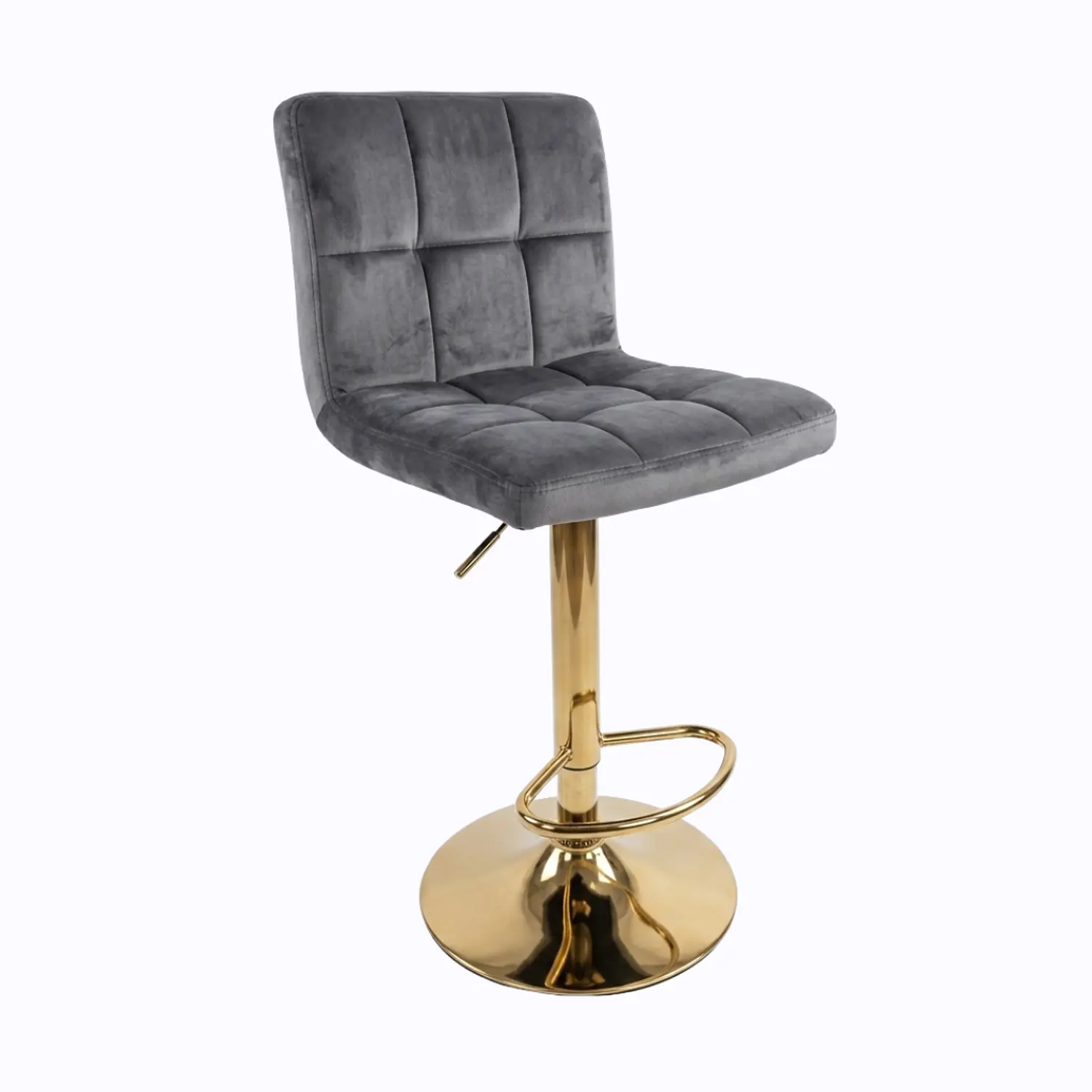 Taburete Regulable Boton Felpa Gold