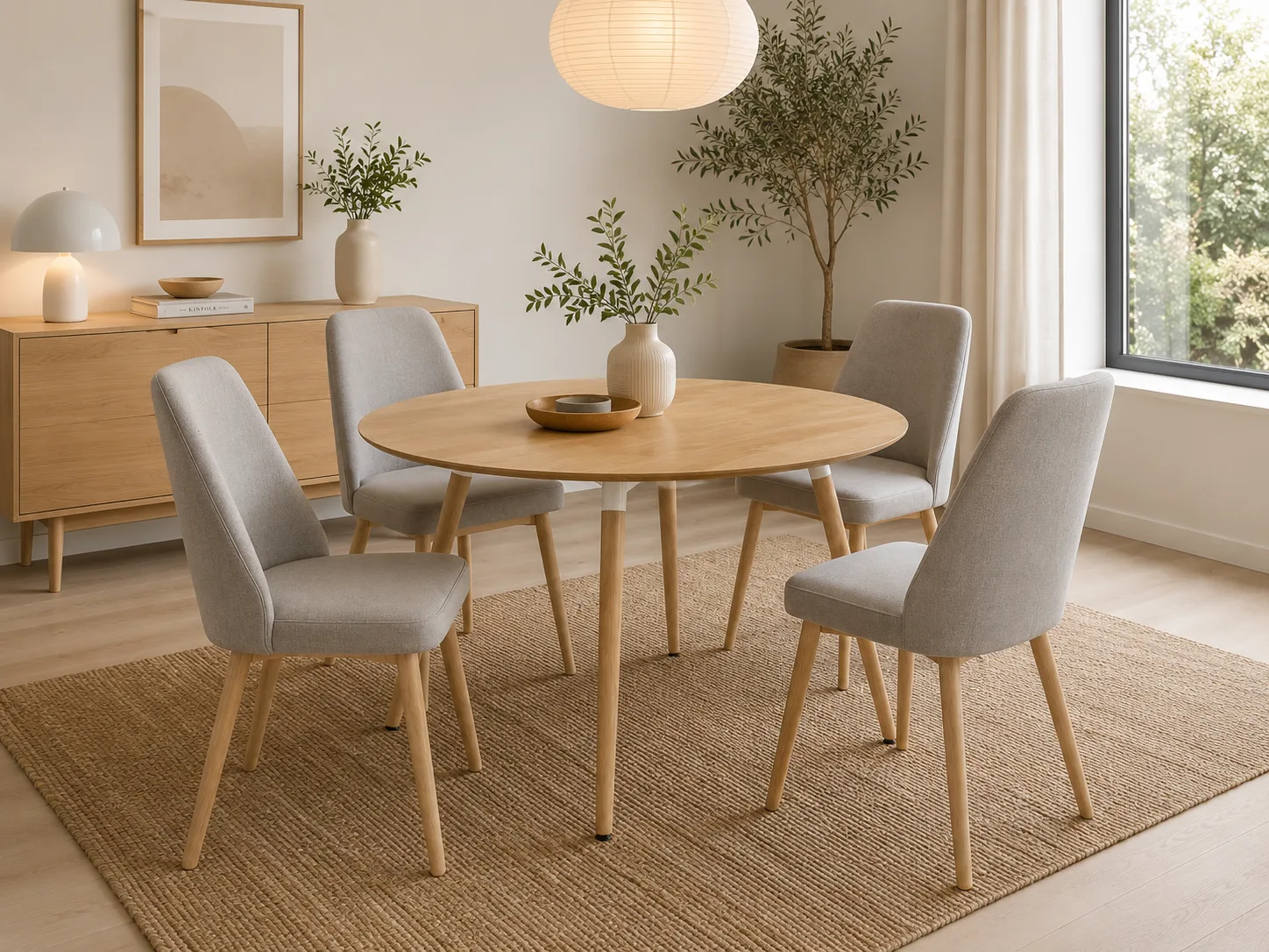 Mesa Eames Basic Wood con 4 Silla Danna Wood
