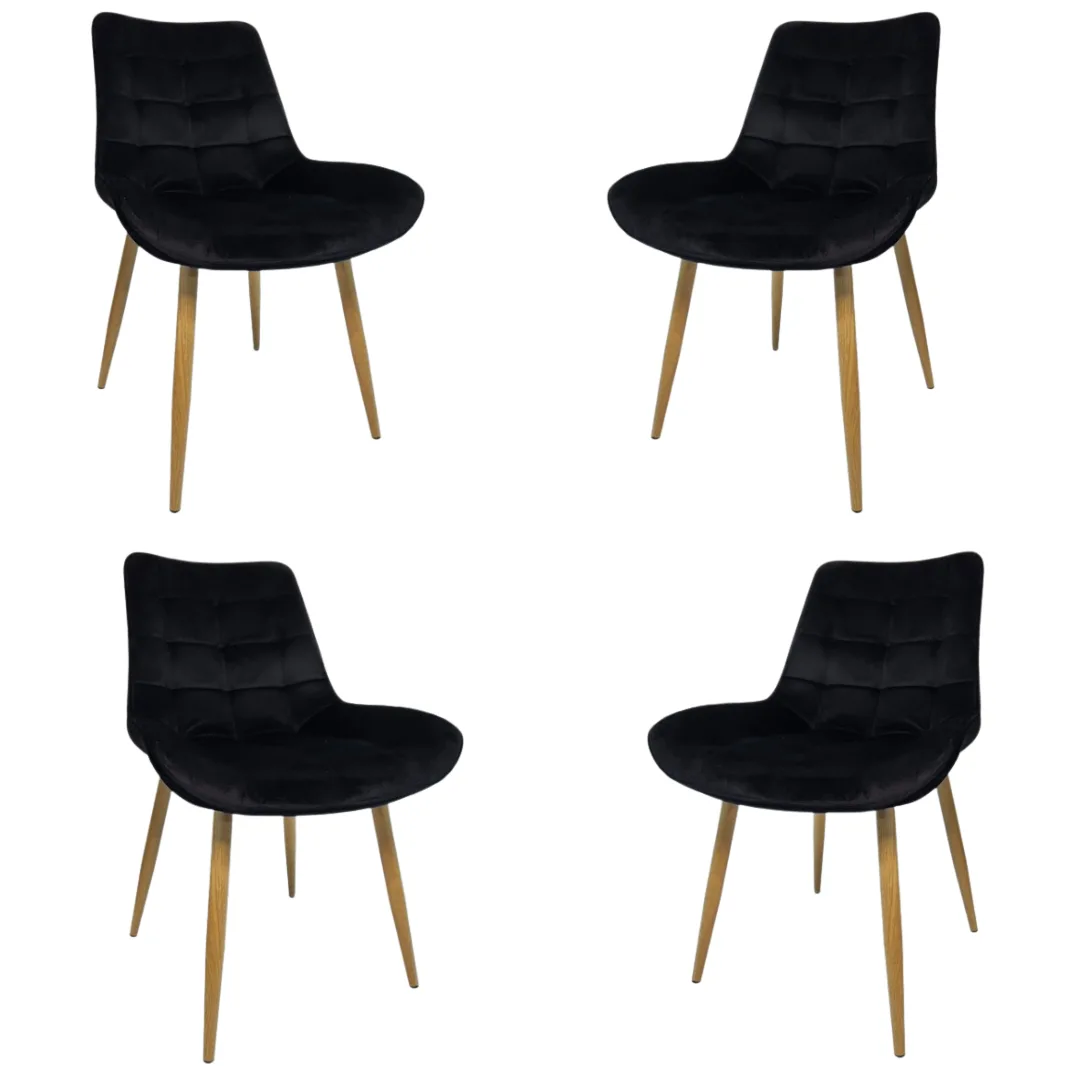 Set de 4 Sillas Botón Wood