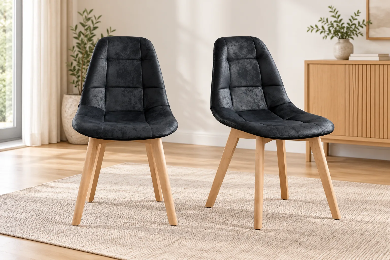 Set de 2 Sillas Capitoné PU