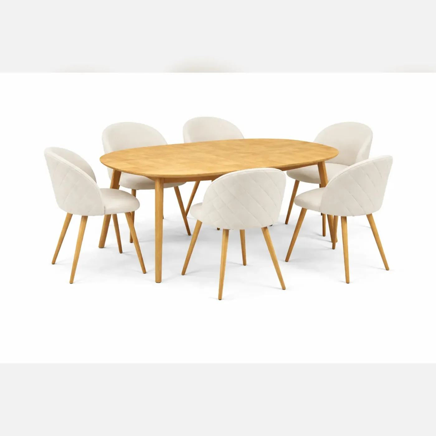 Mesa Expandible Wood con 6 Sillas Tokio Lino