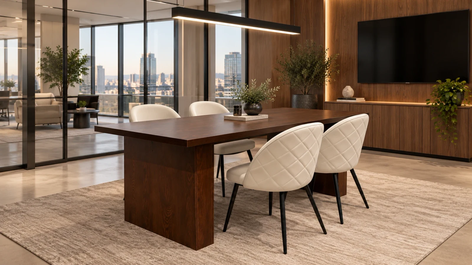 Comedor Mesa Chile Walnut con 4 Sillas Tokio Lino Black