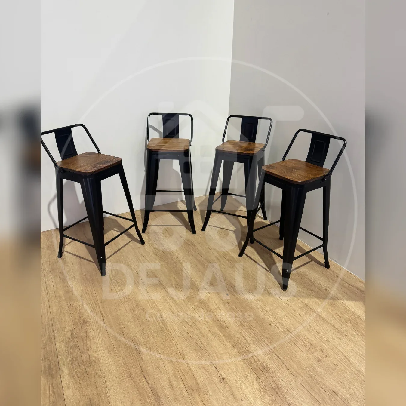 Set de 4 taburetes tolix Altos con madera (65cm)