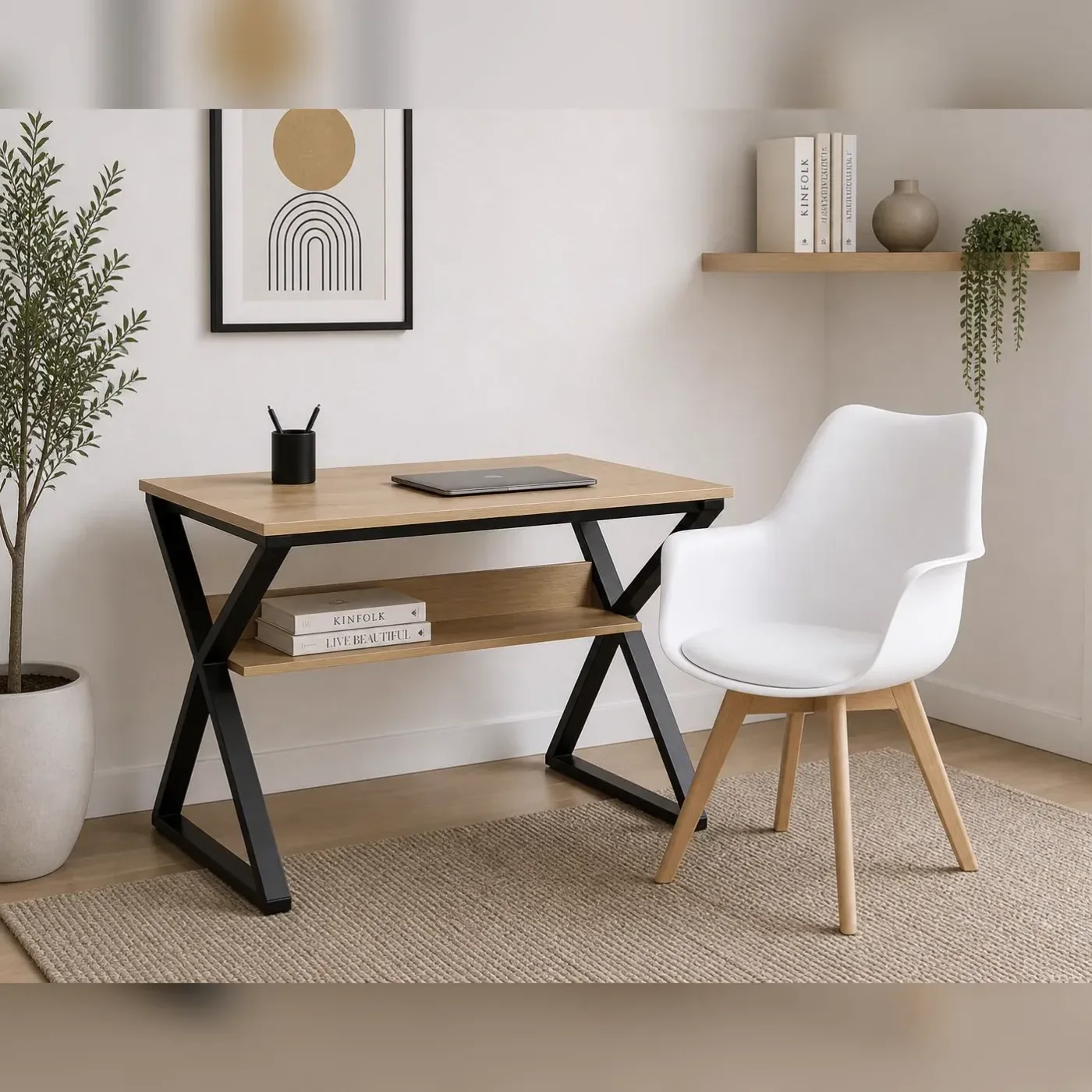 Escritorio Nordic con Butacas Tulip Acolchada