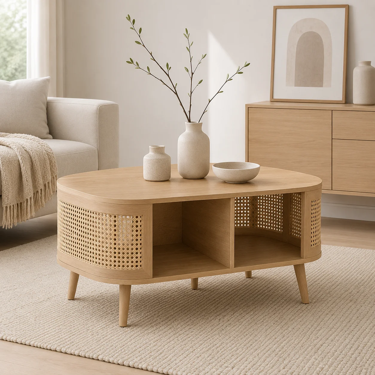 Mesa Centro Rattan Wood York