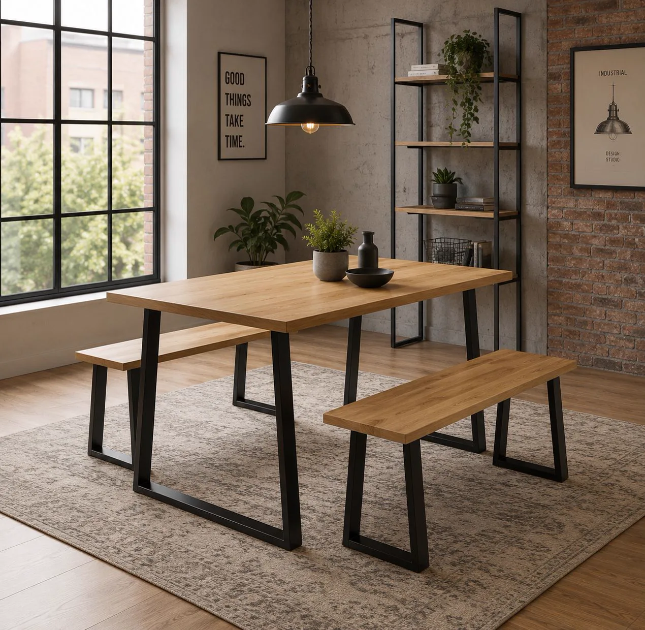 Mesa Comedor Nord con 2 Banquetas Wood