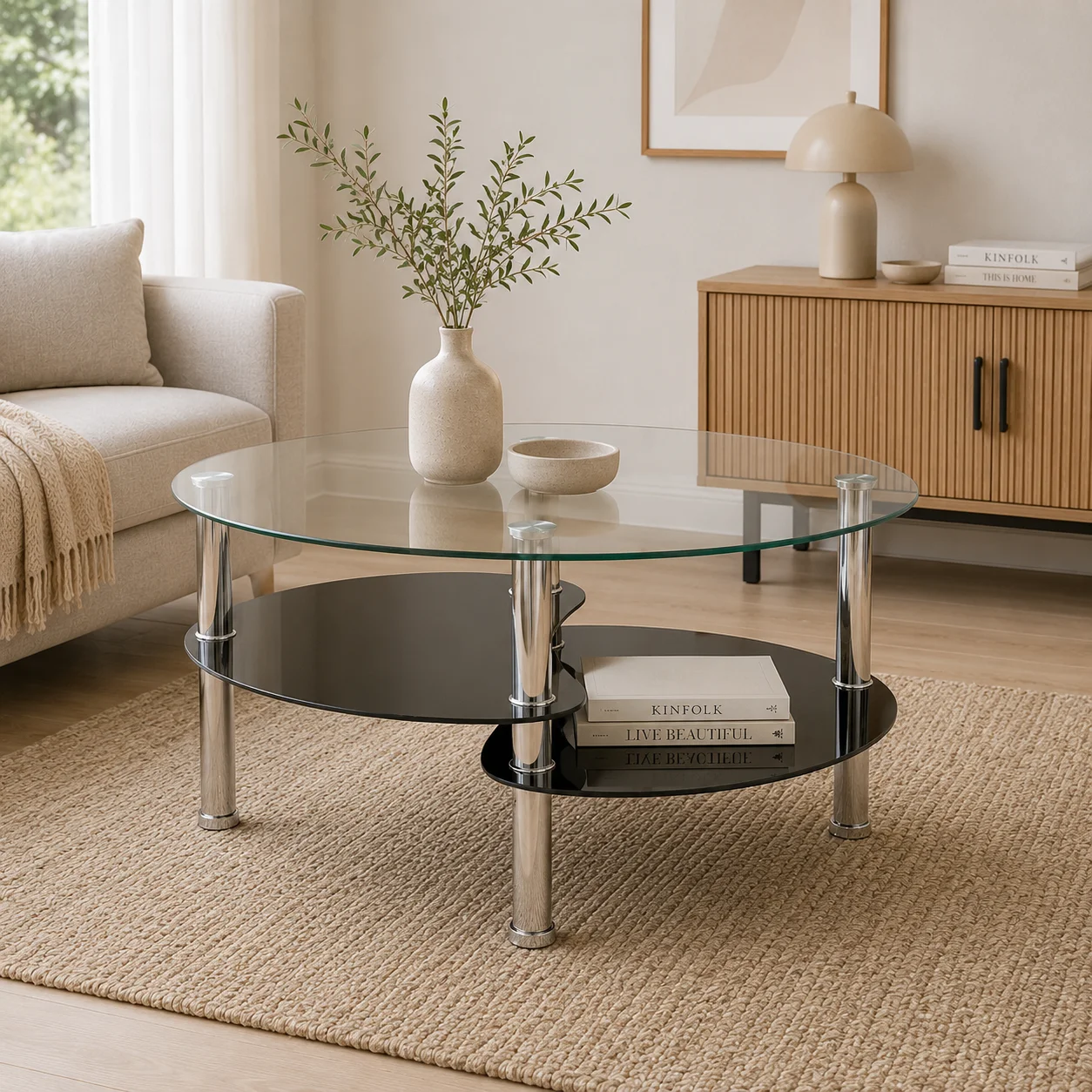 Mesa de Centro Elipse Vidrio