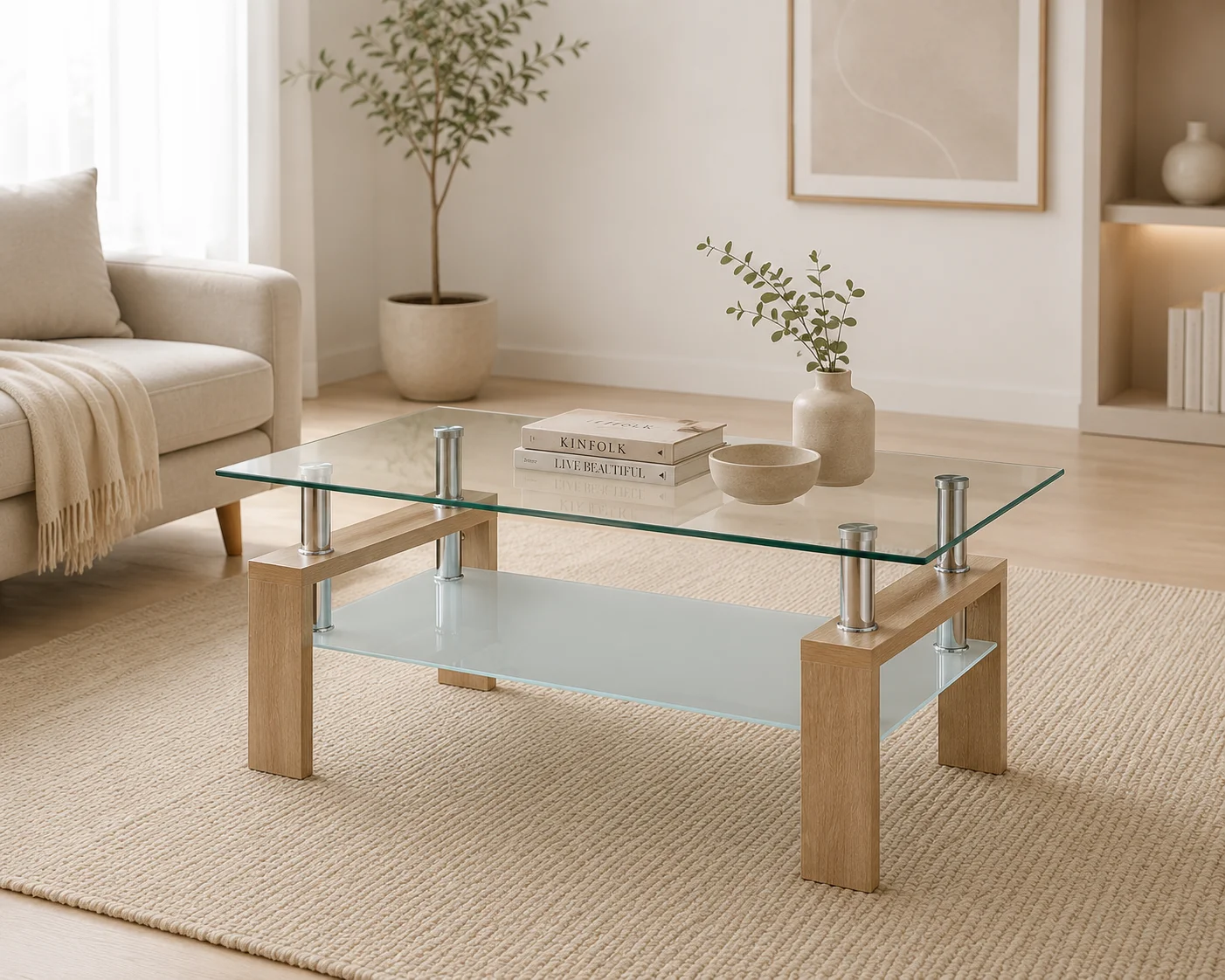 Mesa de centro Rectangular Vidrio Queen