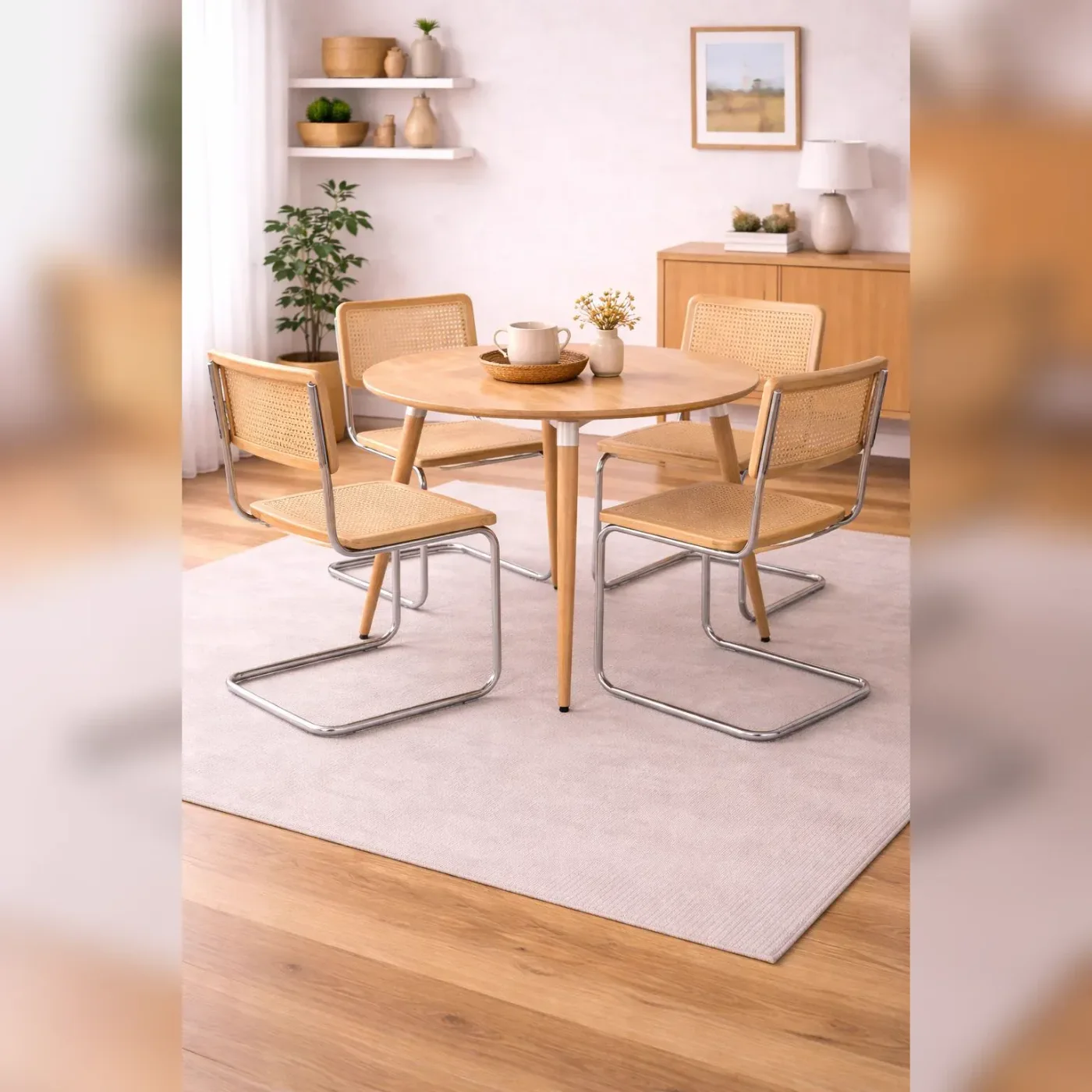 Mesa de comedor Eames Basic MDF Redonda con 4 sillas breuer