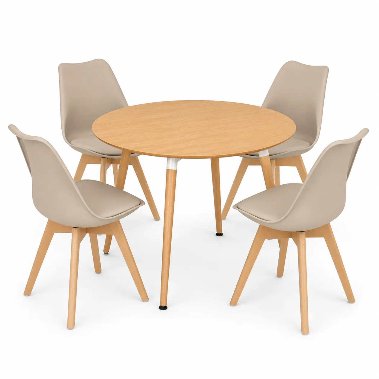 Mesa de comedor Eames Basic MDF Redonda con 4 sillas Tulip