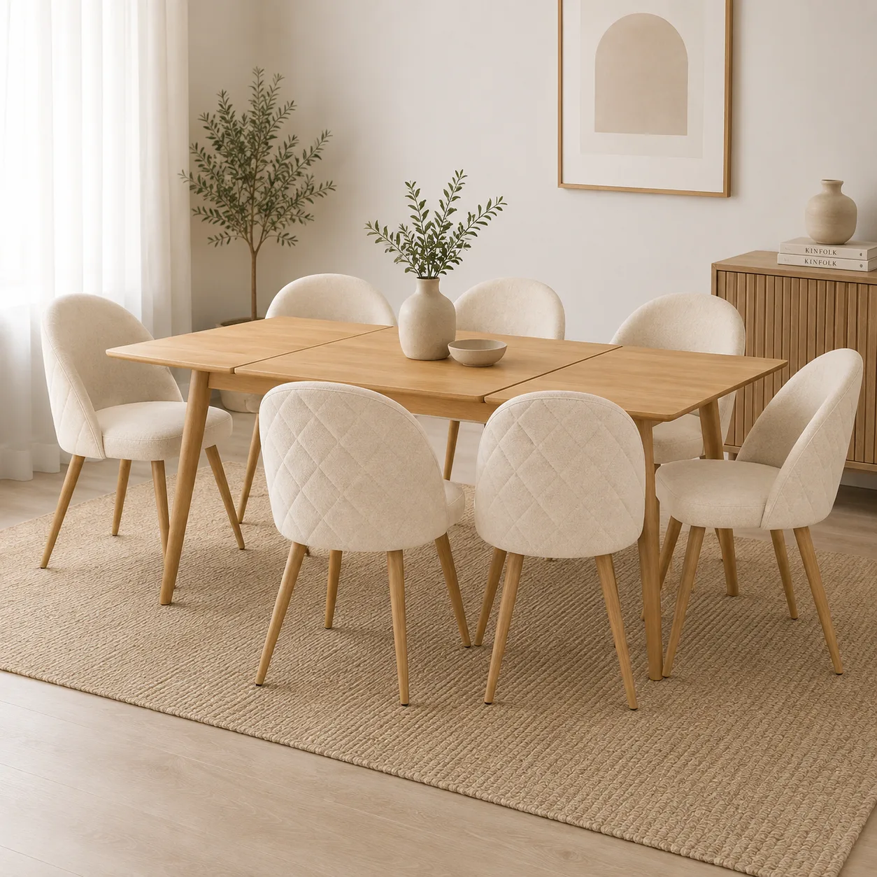Mesa de comedor expandible Zeus Wood 6 sillas tokio lino arpi wood