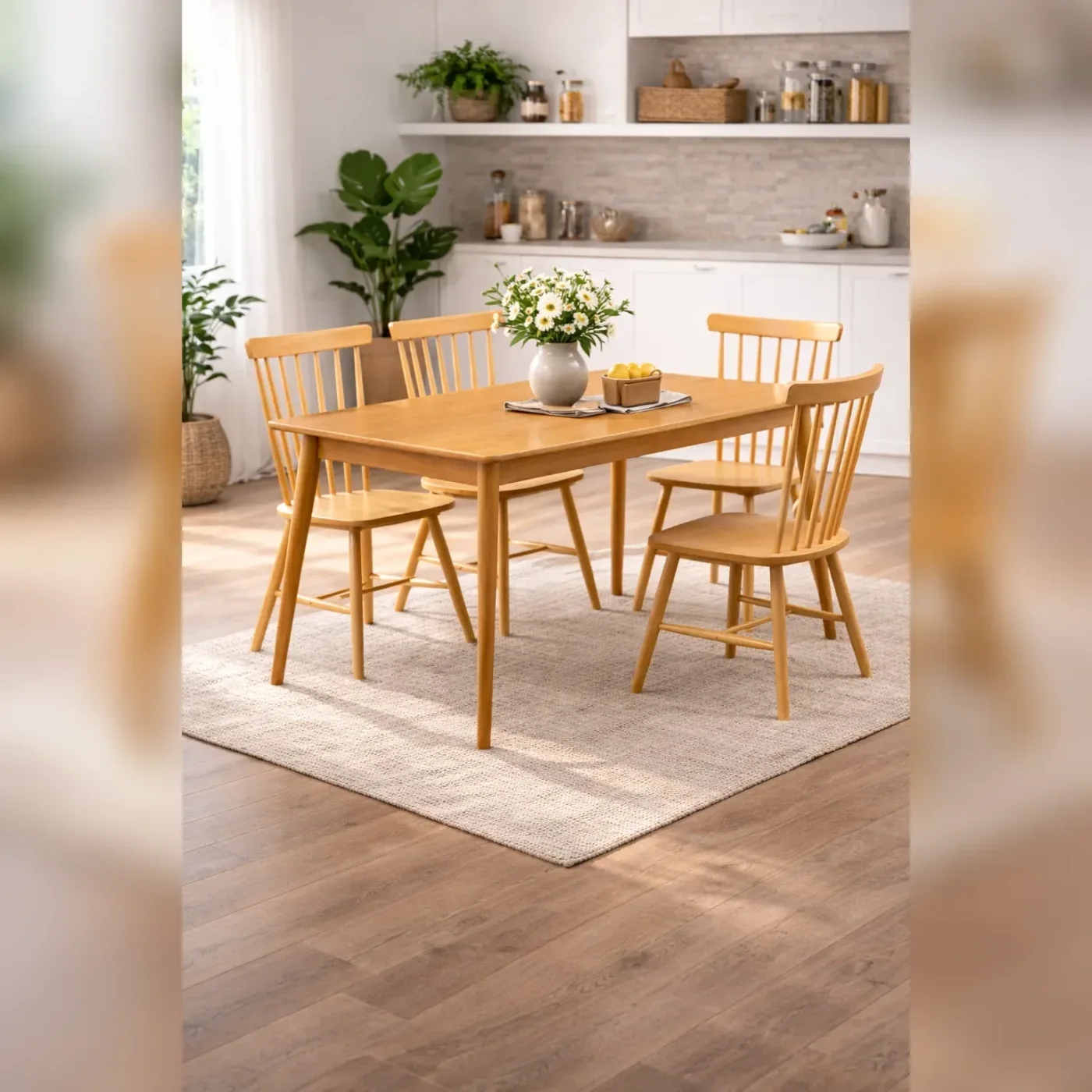 Mesa De Comedor Vema con 4 Silla Windsor Madera