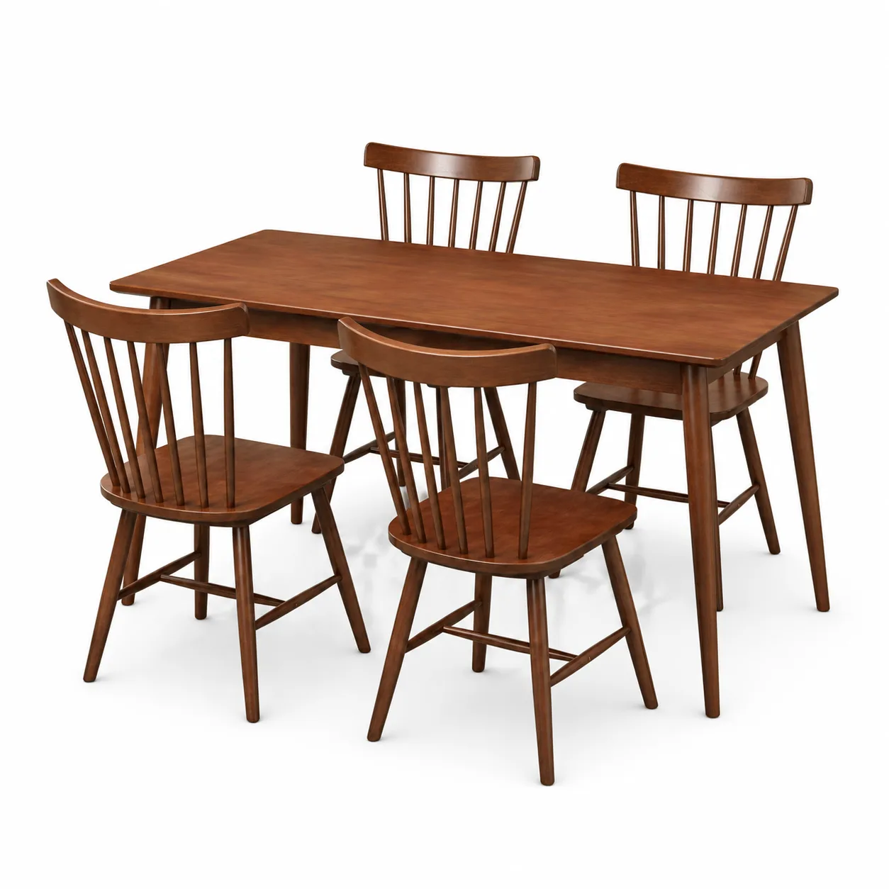 Mesa de comedor vema rectangular con 4 sillas windsor madera