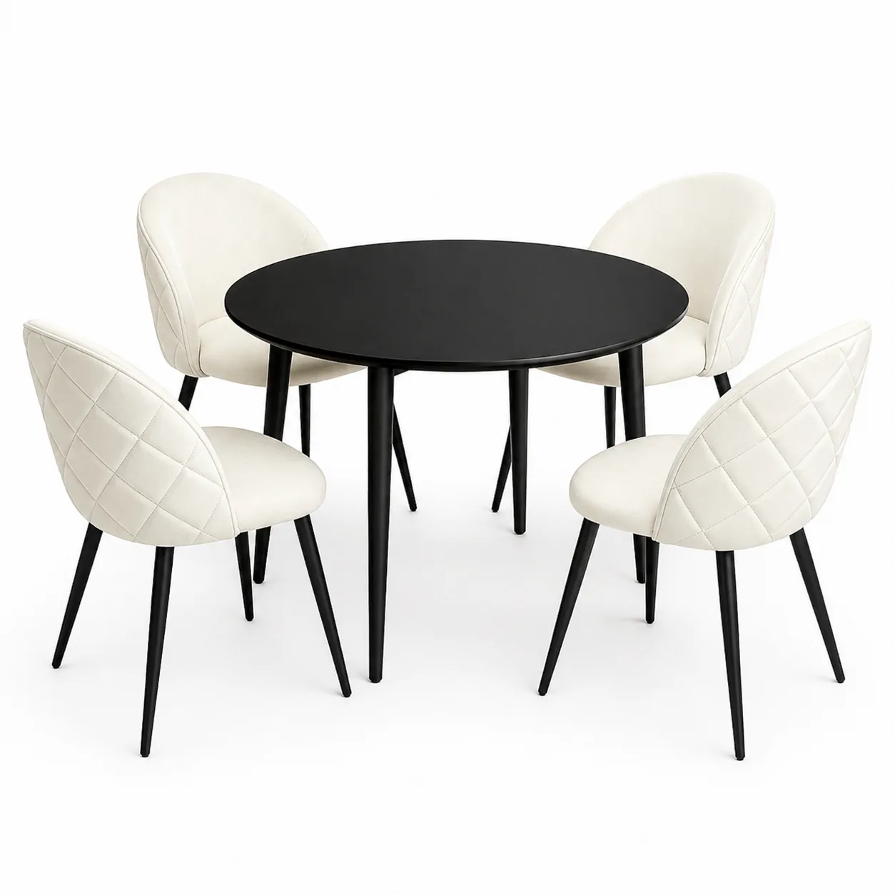 Mesa de Comedor Vema redonda con 4 Sillas Tokio Black