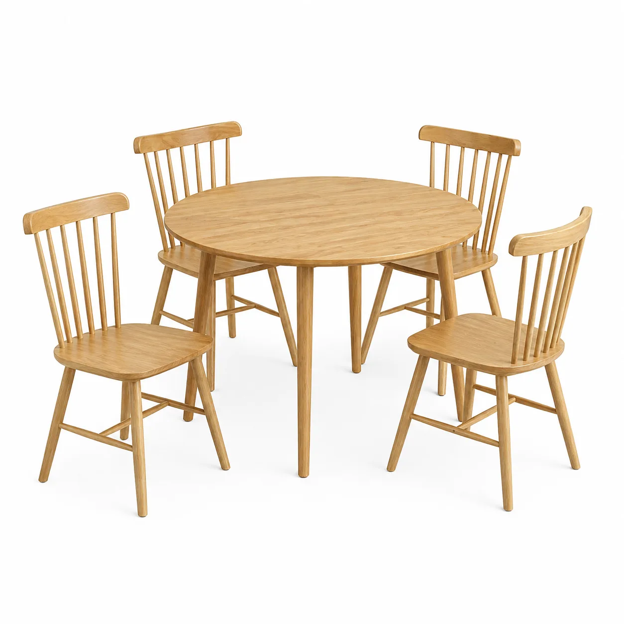Mesa De Comedor Vema Redonda con 4 Sillas Windsor Madera