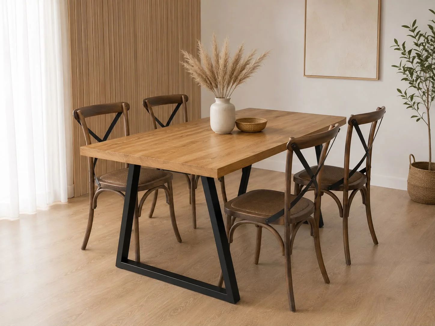 Mesa Escandinavia Rectangular con Silla Crossback Madera