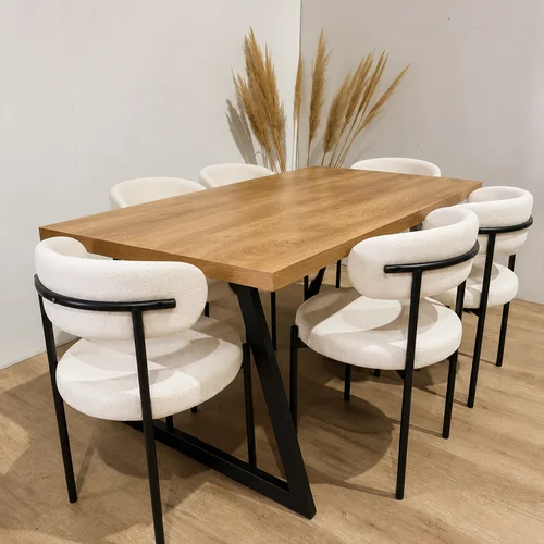 Mesa Escandinavia Rectangular con Sillas Oslo Lino Black