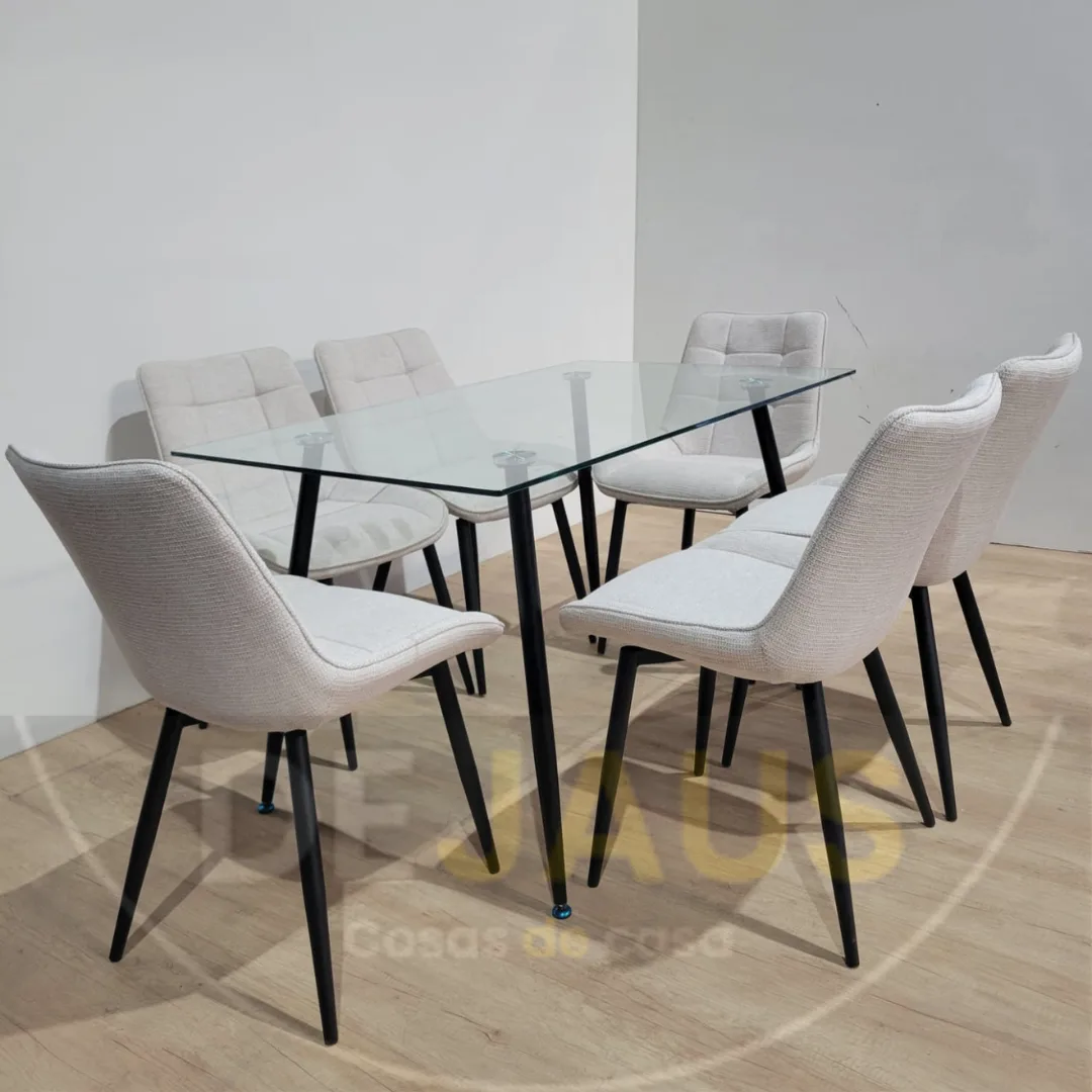 Mesa Lyon Rectangular con 6 Sillas Tiffany Black