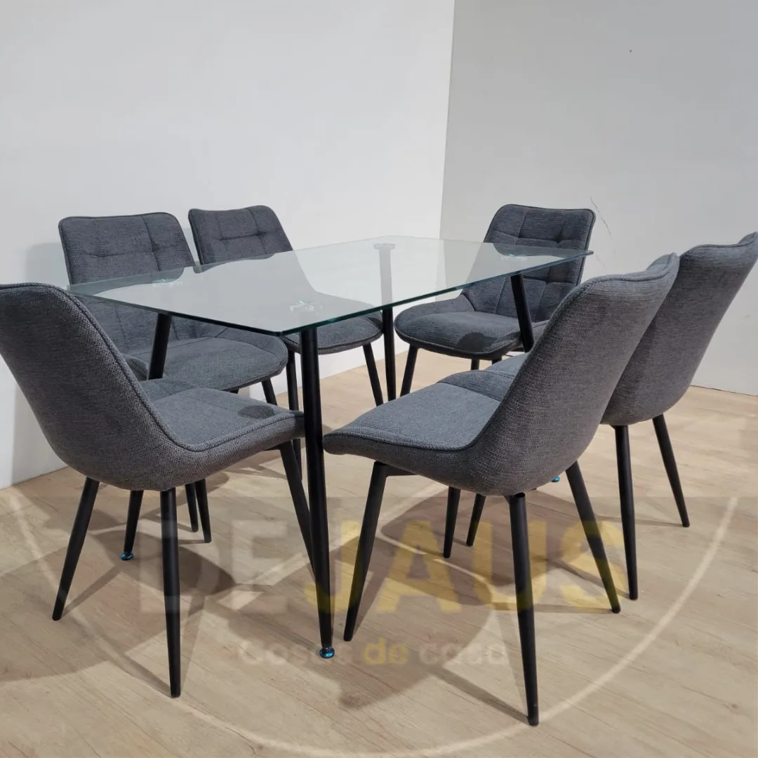 Mesa Lyon Rectangular con 6 Sillas Tiffany Black