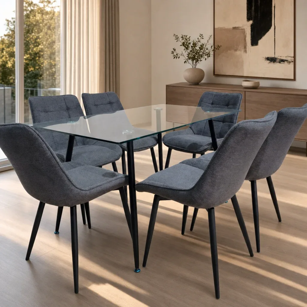 Mesa Lyon Rectangular con 6 Sillas Tiffany Black