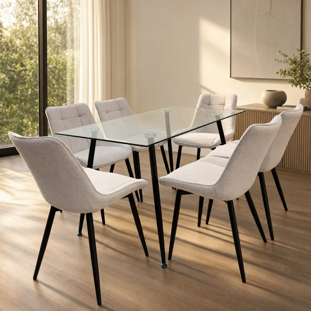 Mesa Lyon Rectangular con 6 Sillas Tiffany Black