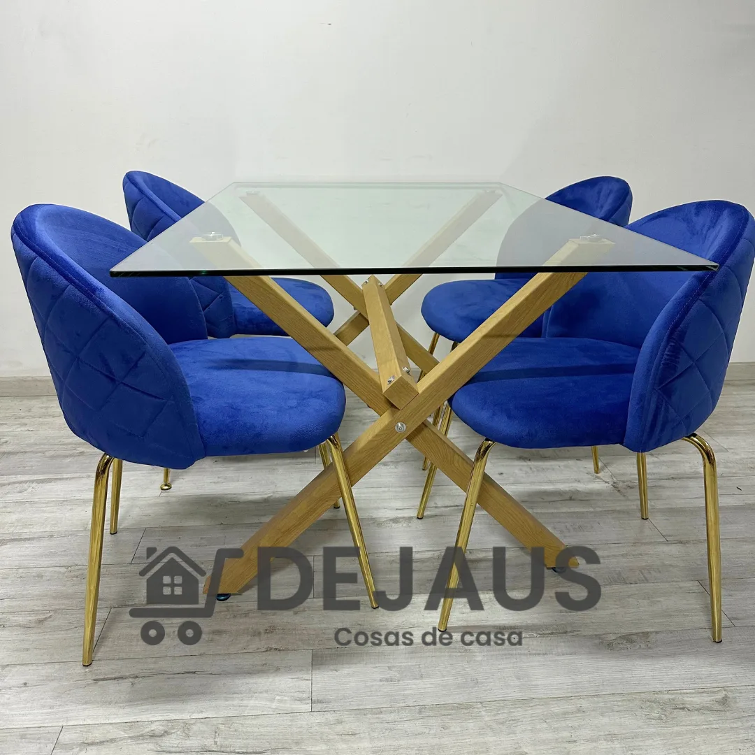 Mesa medlock rectangular con 4 sillas Tokio felpa