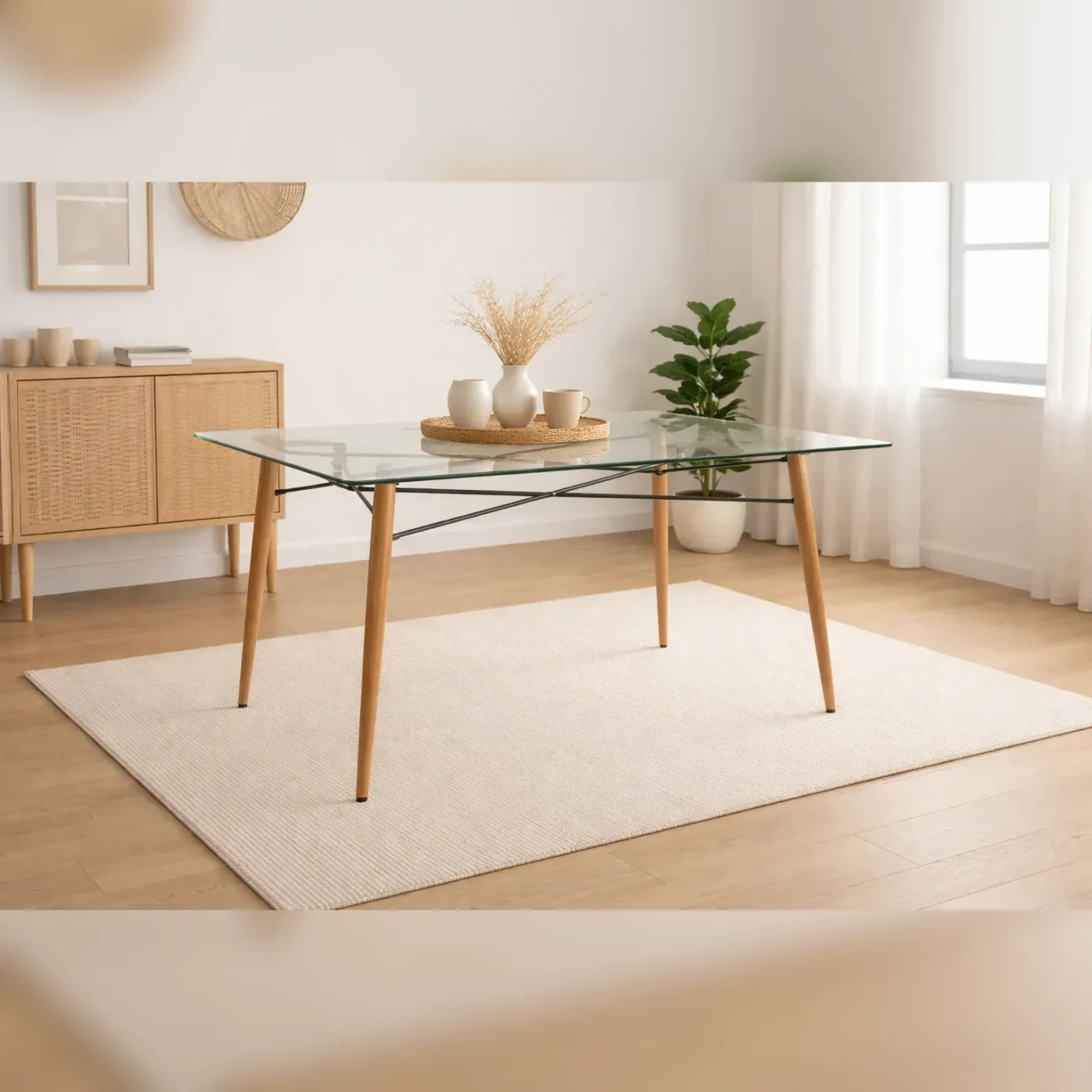 Mesa Rectangular de Vidrio Charles Eames