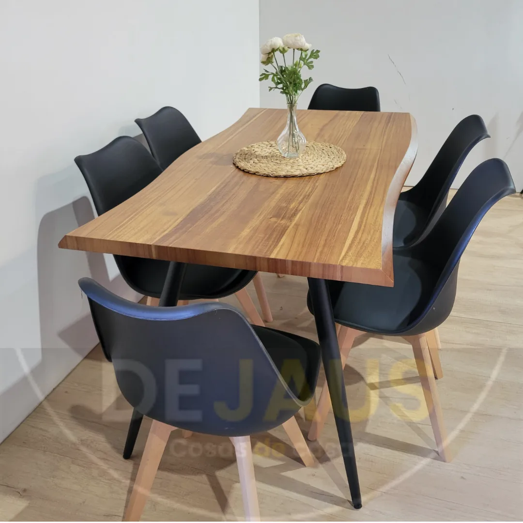 Mesa Rectangular Nordica mas 6 Sillas Tulip