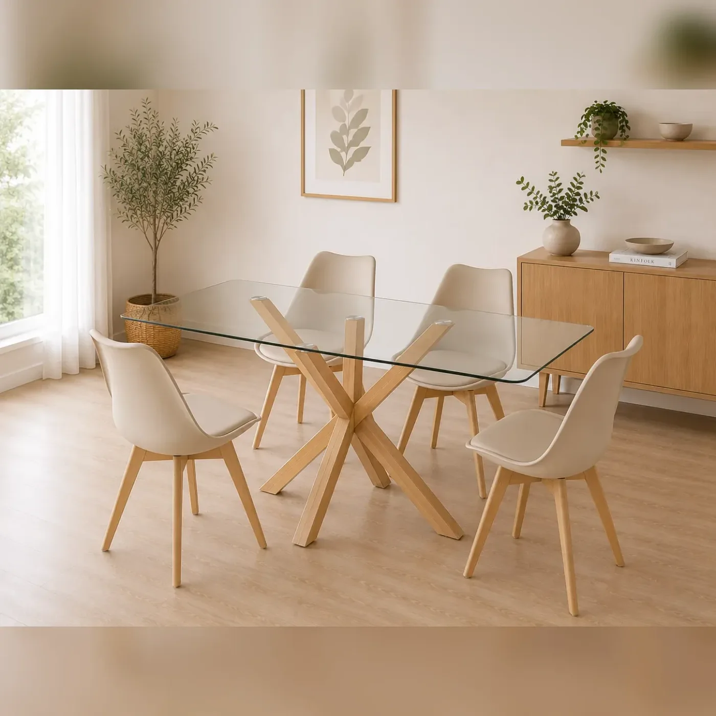 Mesa Rectangular Warwick Con 4 Sillas Tulip