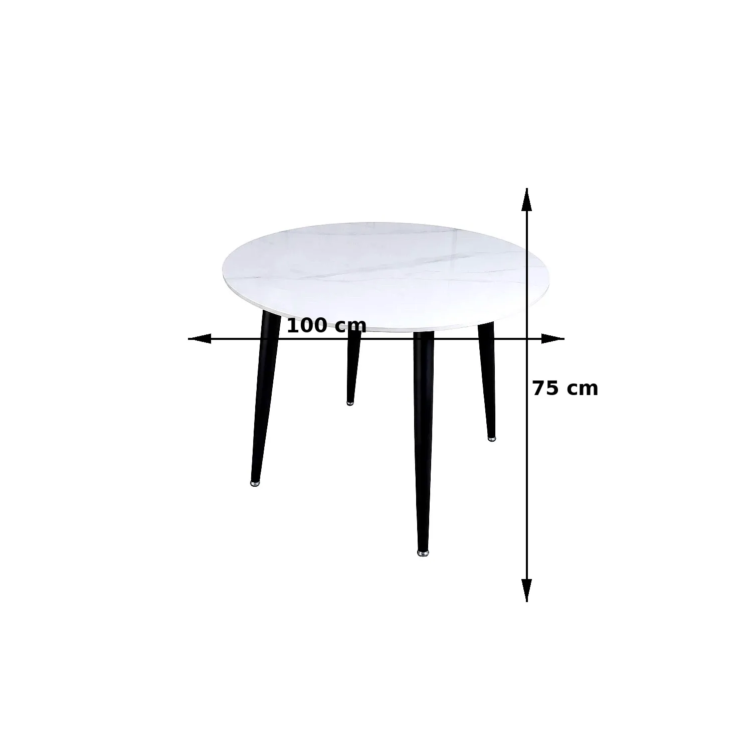 Mesa Redonda Cuarzo Blanca Black