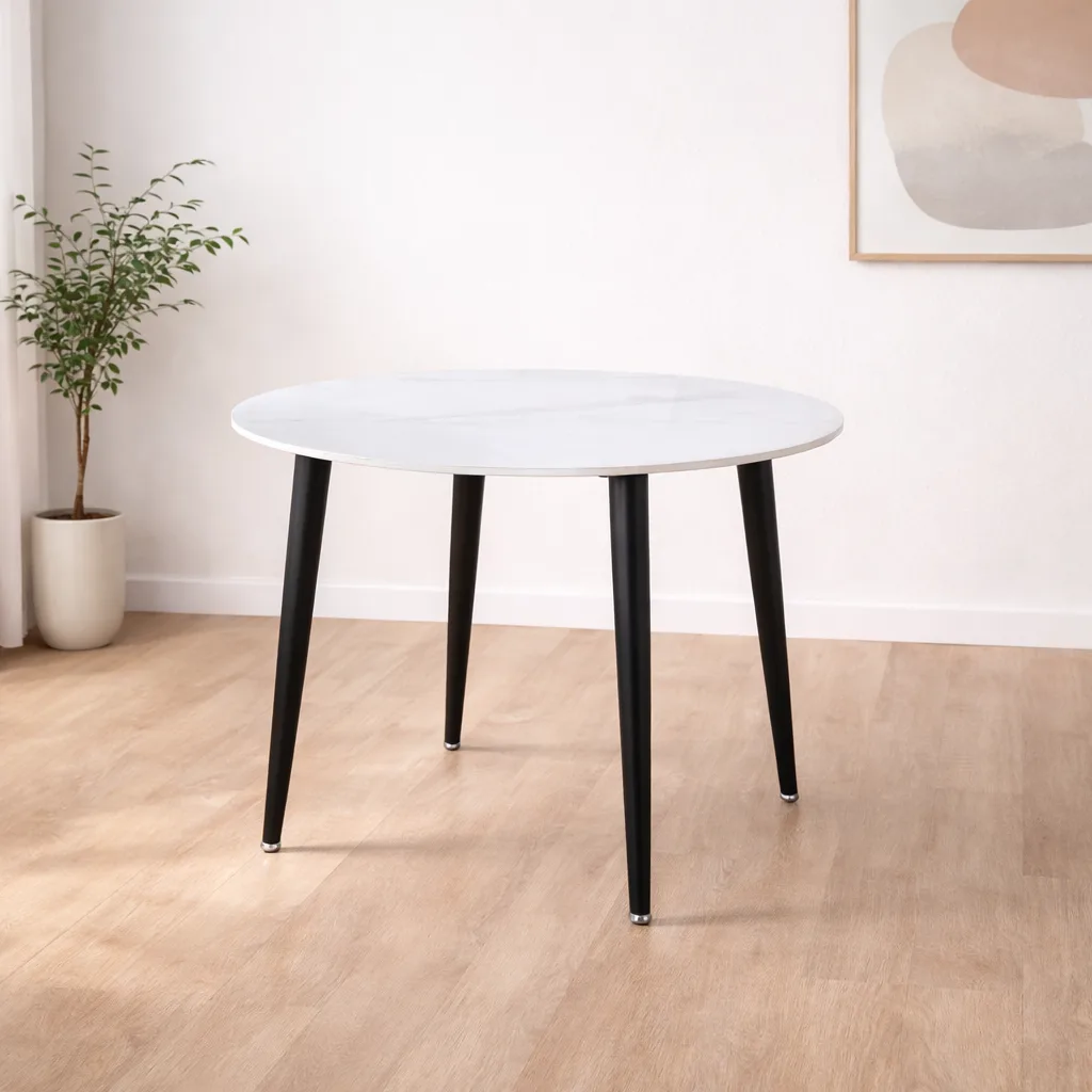 Mesa Redonda Cuarzo Blanca Black