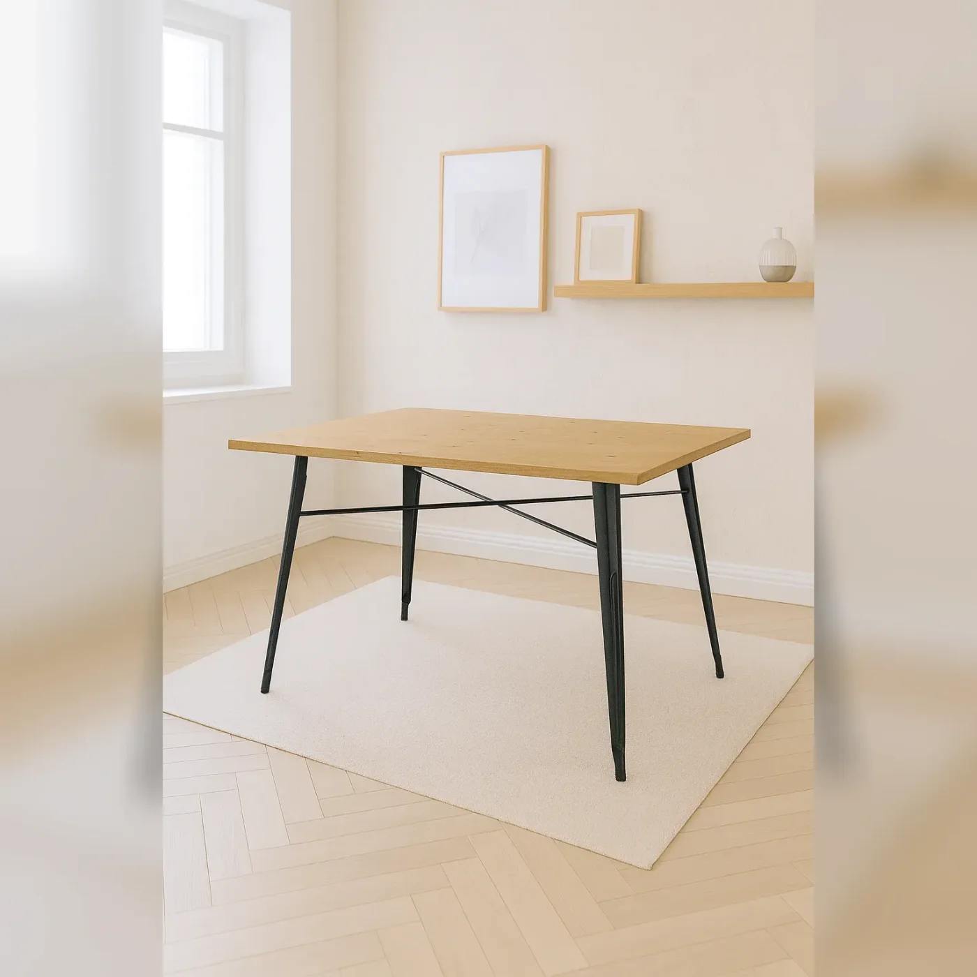 Mesa Tolix Rectangular Madera