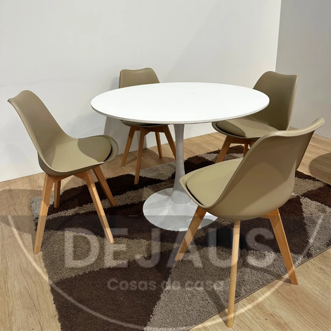 Mesa Tulip MDF con Sillas Tulip Acolchadas
