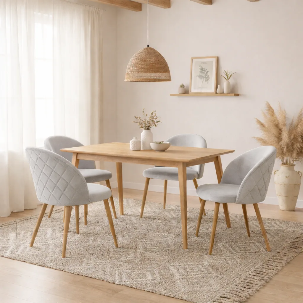 Mesa Vema Nordico con  Sillas Tokio Felpa Wood