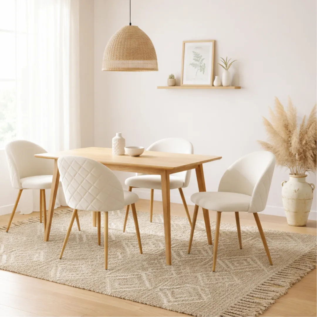 Mesa Vema Nordico con  Sillas Tokio Felpa Wood