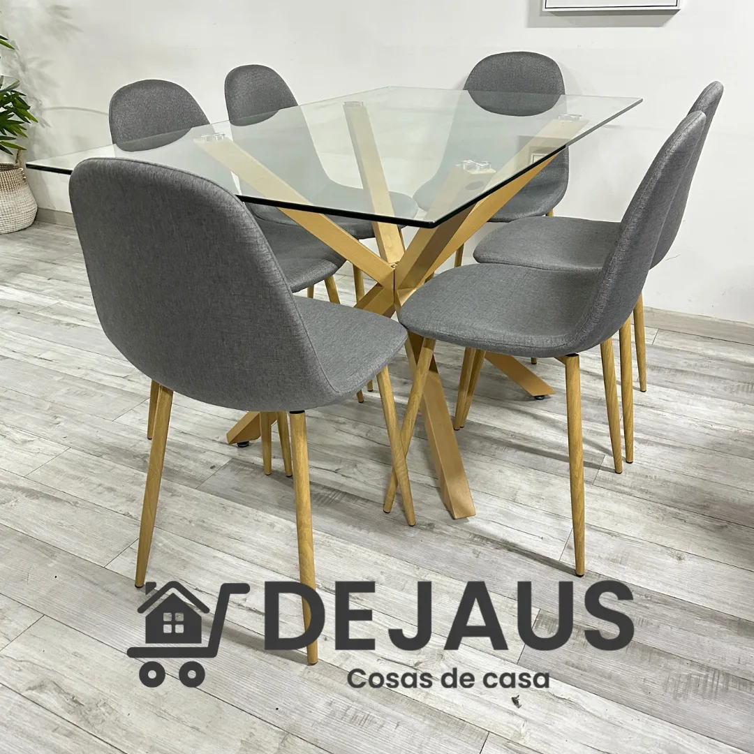 Mesa Warwick Rectangular con 6 Sillas Spoon Lino