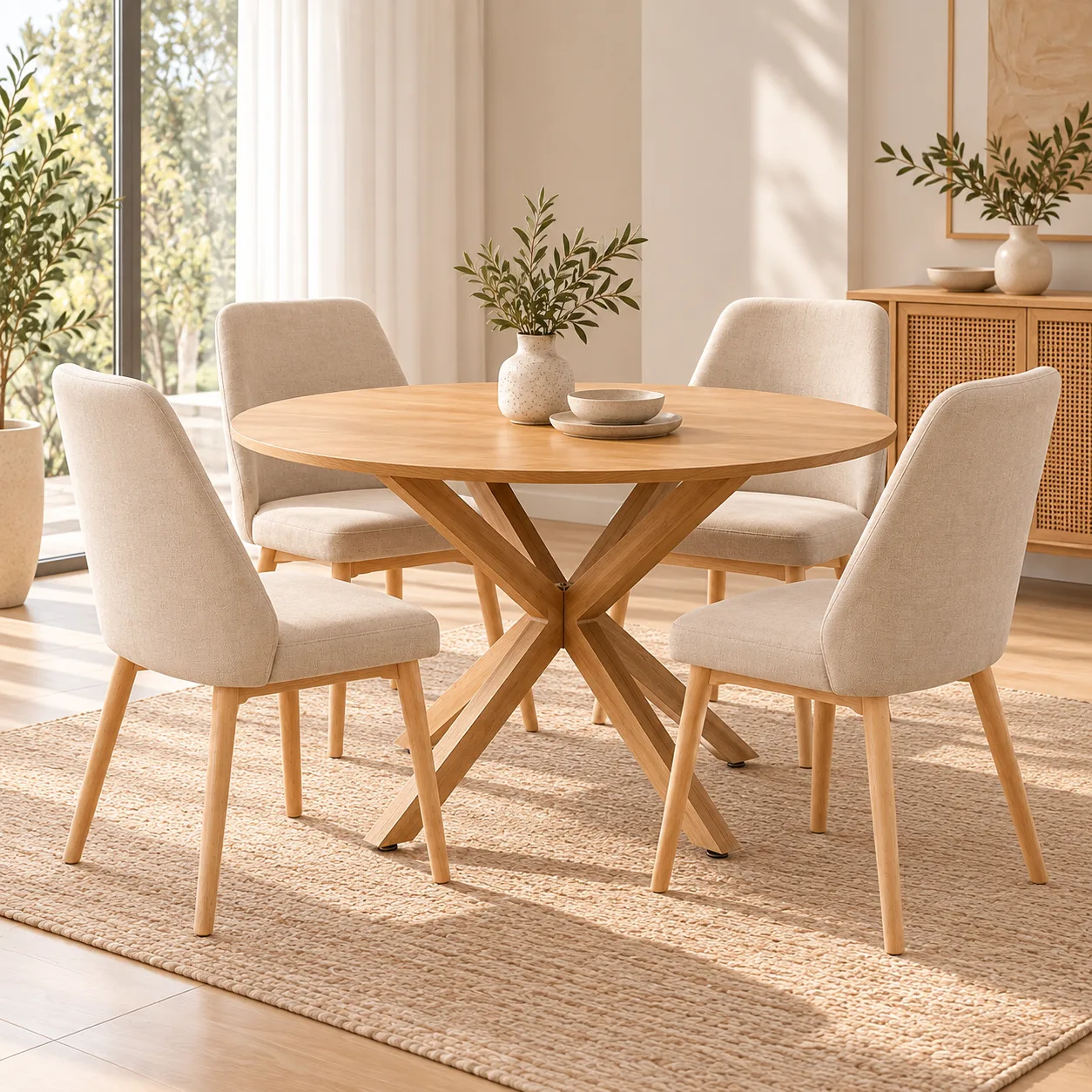 Mesa Warwick Wood Redonda con 4 Sillas Danna