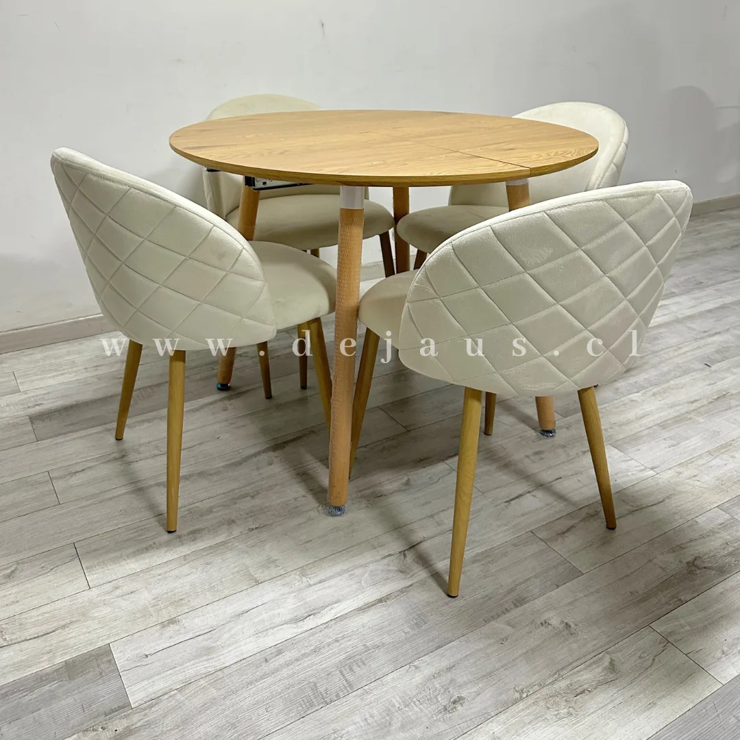 Mesa Expandible Wood con 4 Sillas Tokio Felpa Wood
