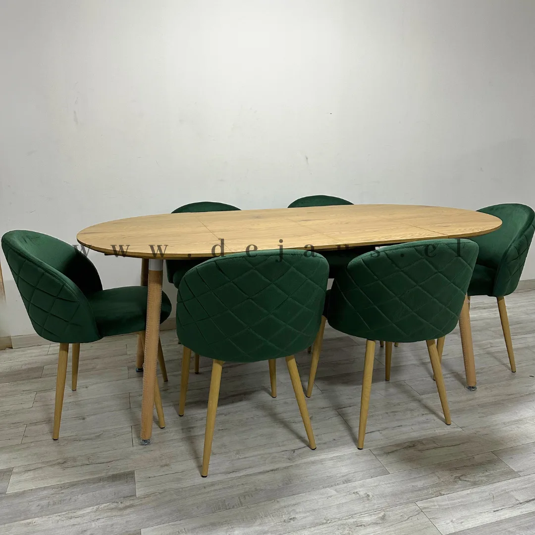 Mesa Expandible Wood  con 6 Sillas Tokio Felpa Wood