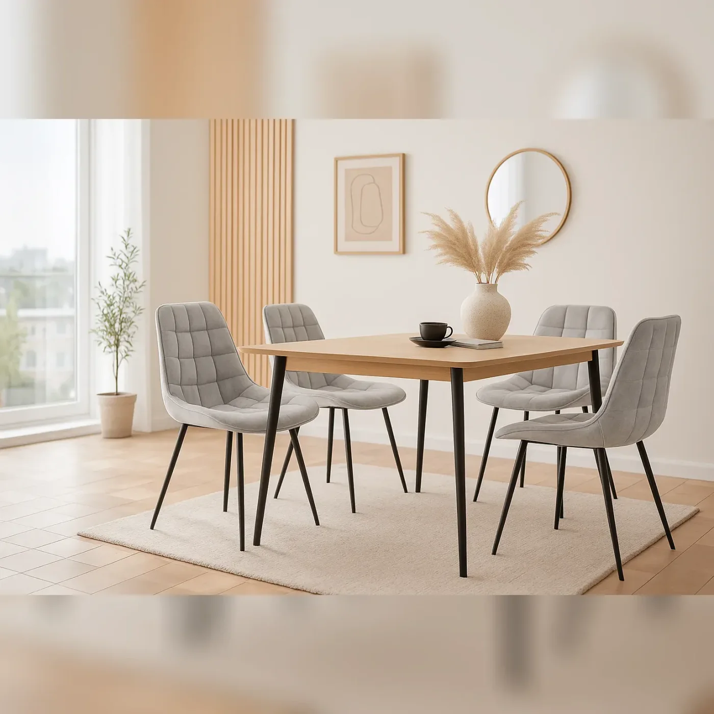 Set de 4 Silla Boton PU Envejecido