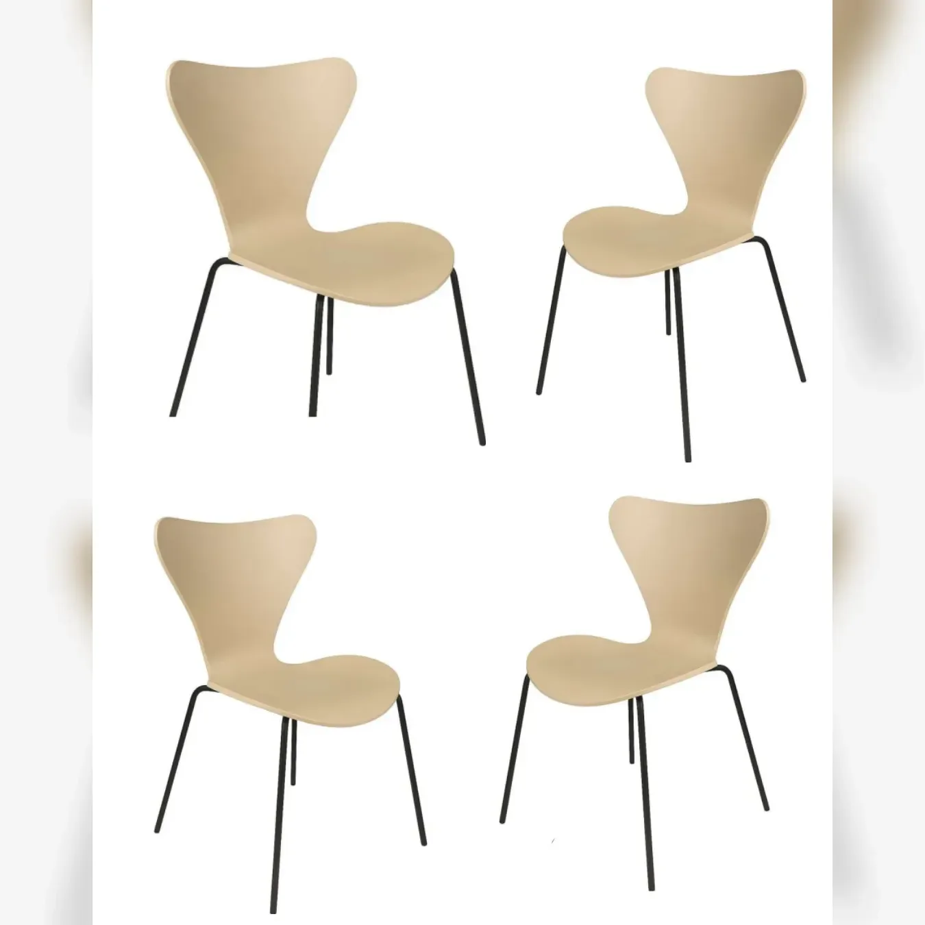 Set de 4 Sillas Corazón Polipropileno Black