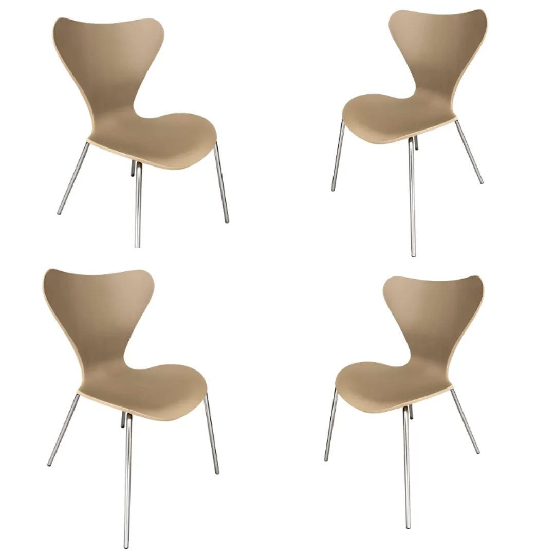 Set de 4 Sillas Corazon Polipropileno Silver