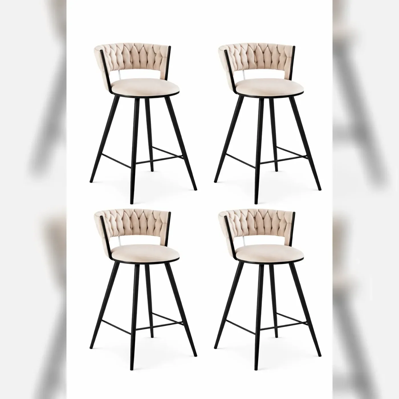 Pack 4 Taburetes Monaco Black Fijo (66cm Altura al Piso)