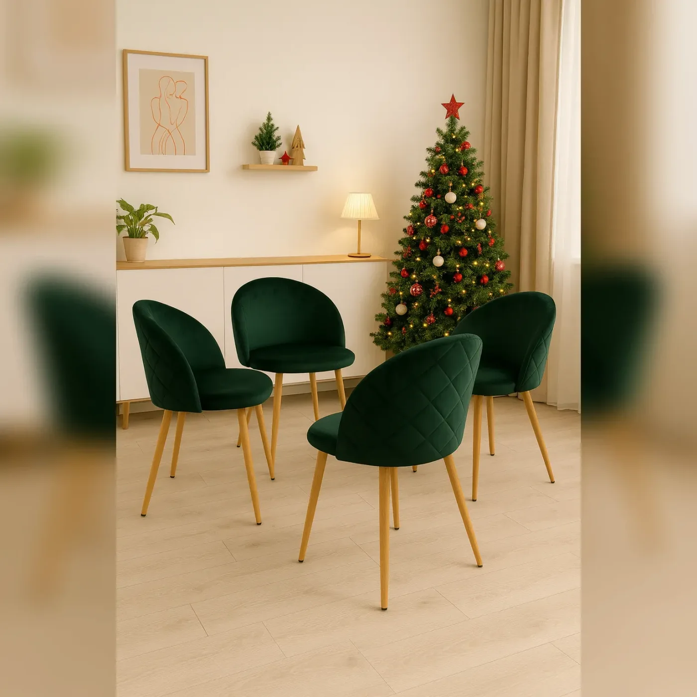 Set de 4 Silla Tokio Felpa Wood