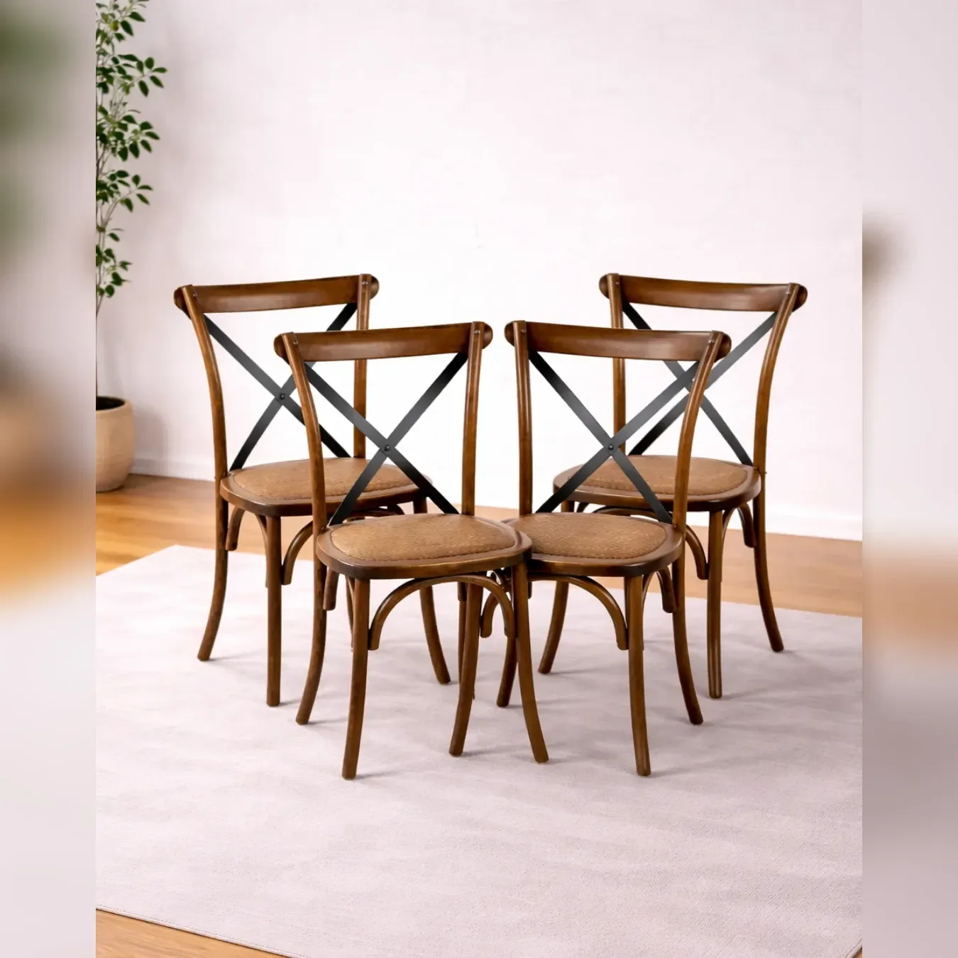 Pack x 4 Sillas Crossback Madera
