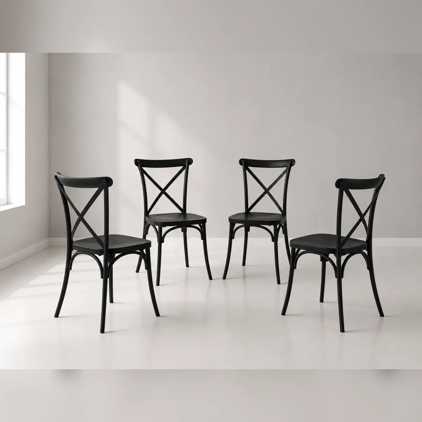Set de 4 Sillas Crossback Polipropileno