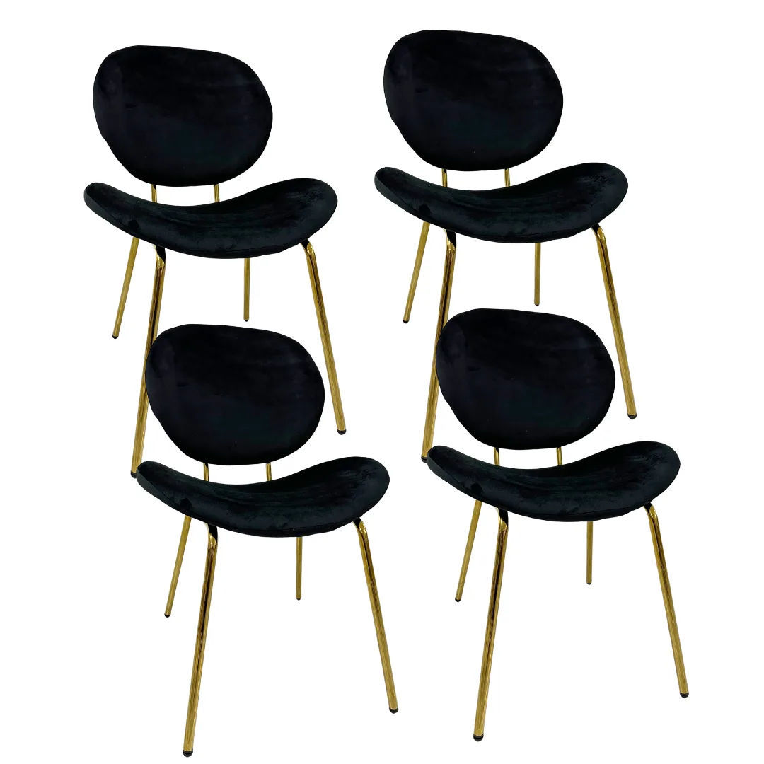Set de 4 Silla Leidy Felpa Gold