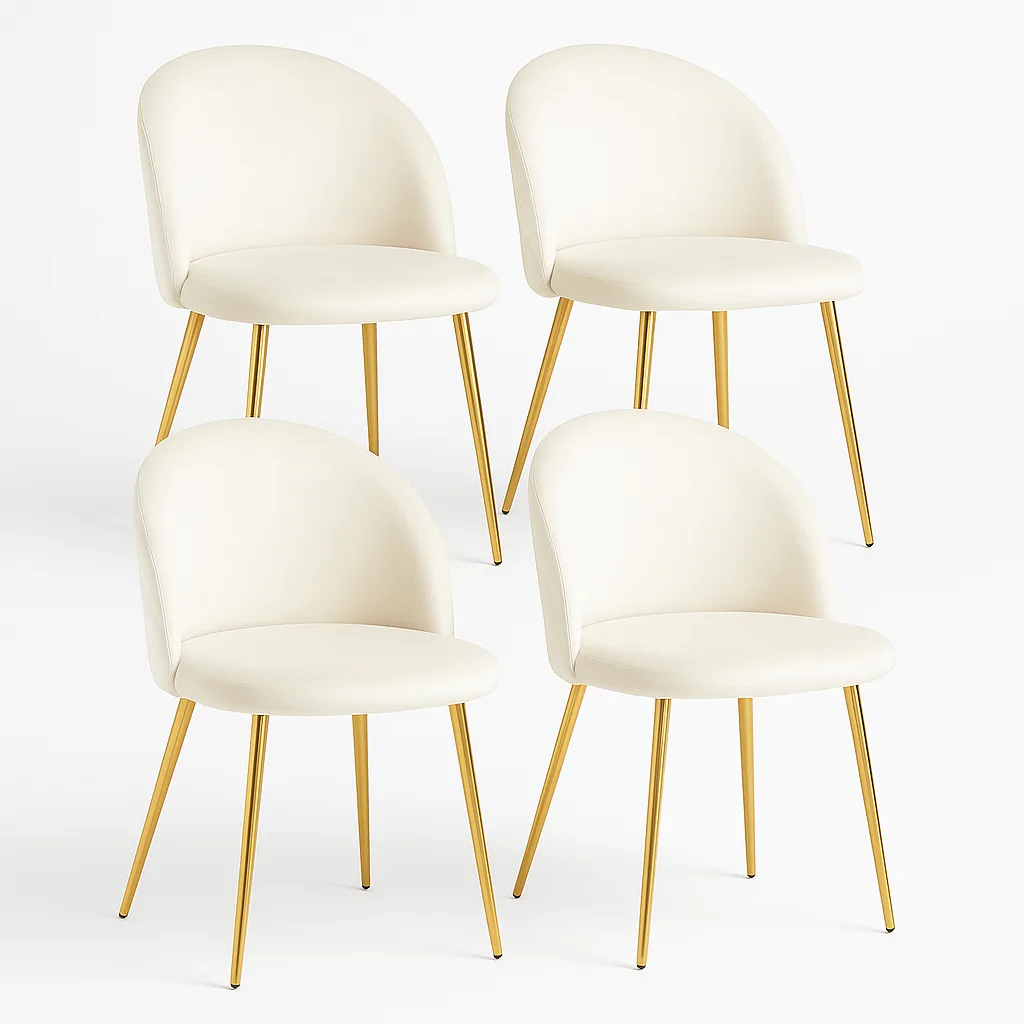 Set de 4 Sillas Tokio Felpa Gold